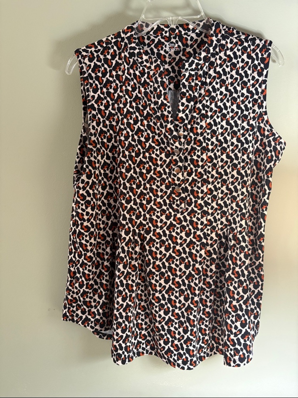 Kim Rogers Sleeveless Leopard Print Tank - Black, Brown & Cream